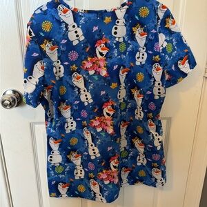 Frozen Blue Olaf Scrub Top